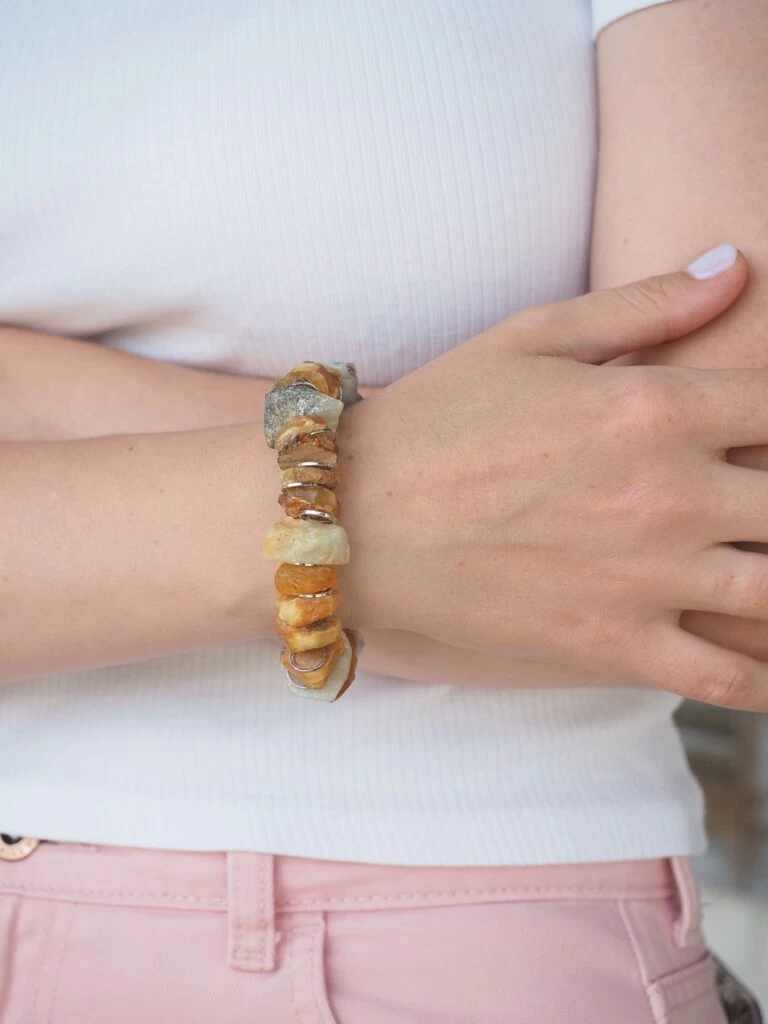 Браслет женский из Янтаря и Амазонита