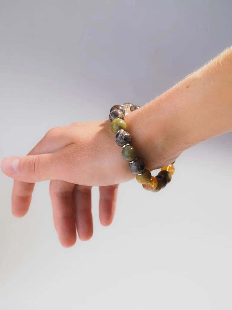 Браслет лаконичный из Цитрина и Яшмы