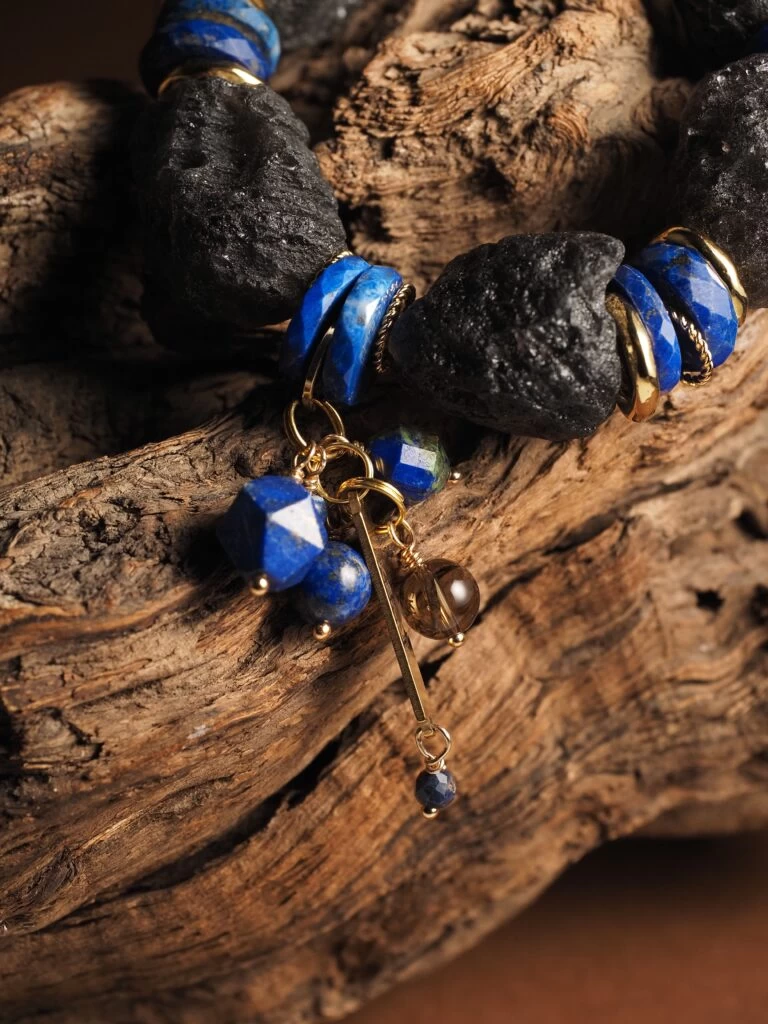 Браслет женский из Обсидиана и Лазурита