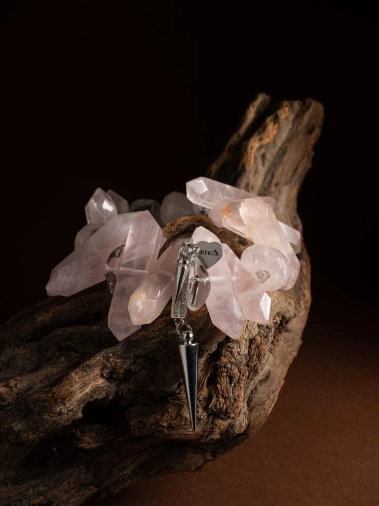 Браслет женский из Розового кварца и Горного хрусталя