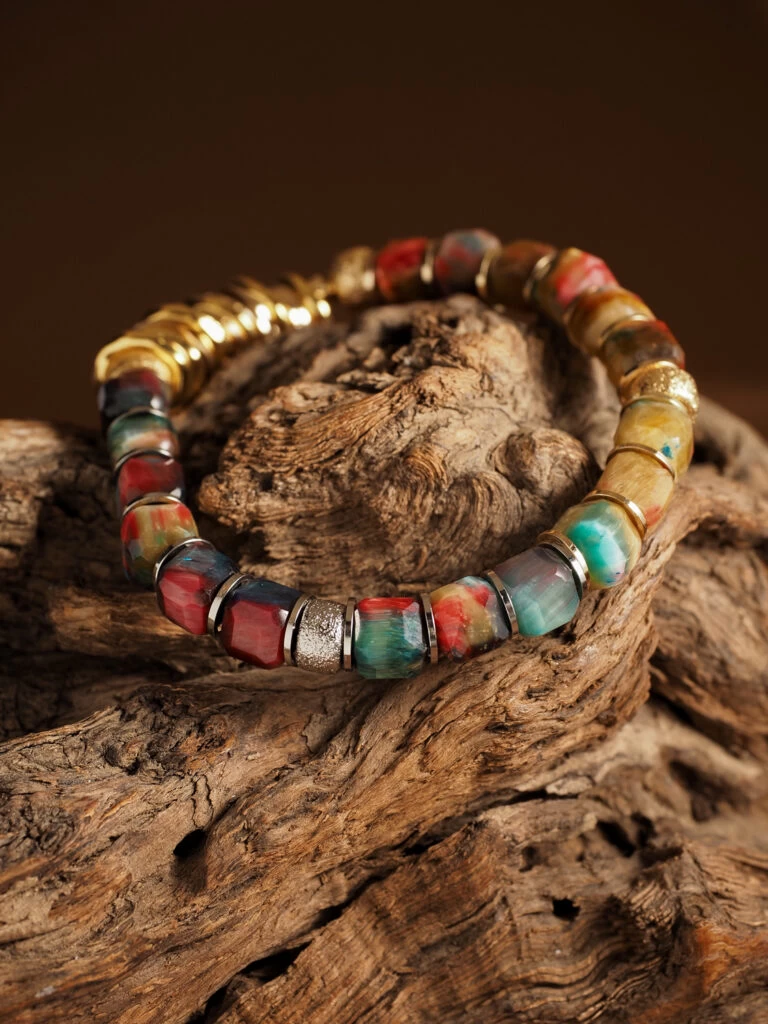 Браслет женский из Тигрового глаза и Гематита №5