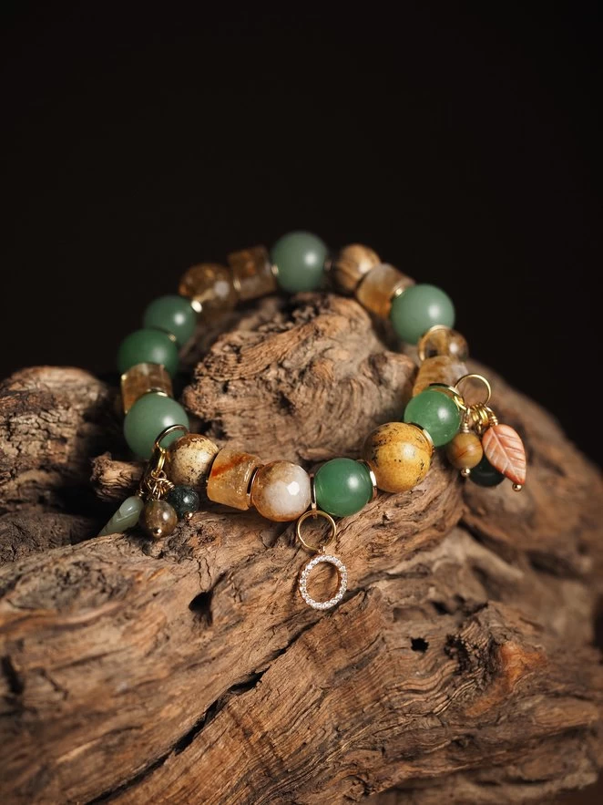 Браслет женский из Авантюрина, Цитрина и Яшмы