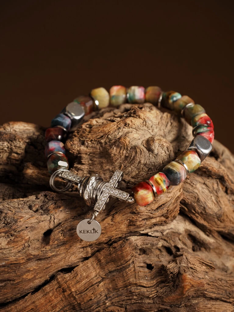 Браслет женский из Тигрового глаза и Гематита №2