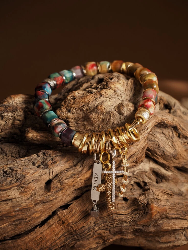 Браслет женский из Тигрового глаза и Гематита №5