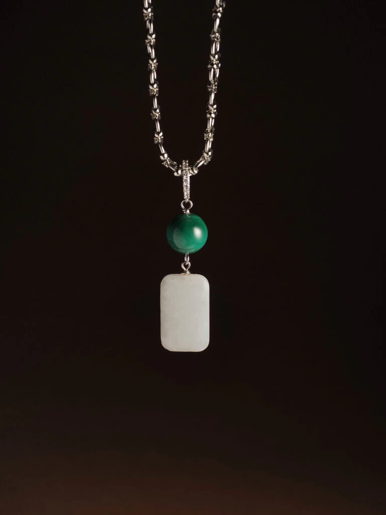 Подвеска из Малахита и Белого Нефрита