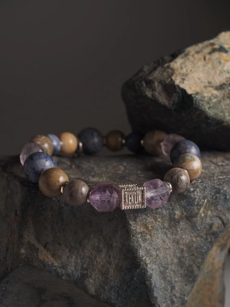 Браслет лаконичный из Коралла и Аметиста