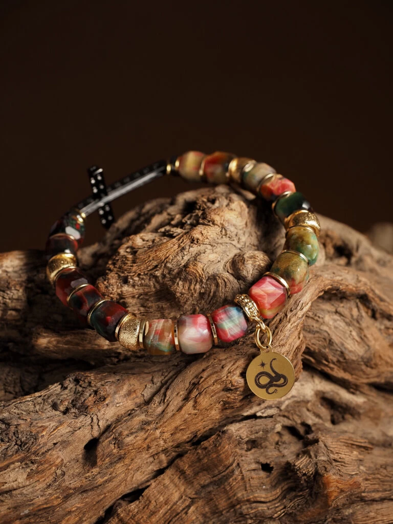 Браслет женский из Тигрового глаза и Гематита №3