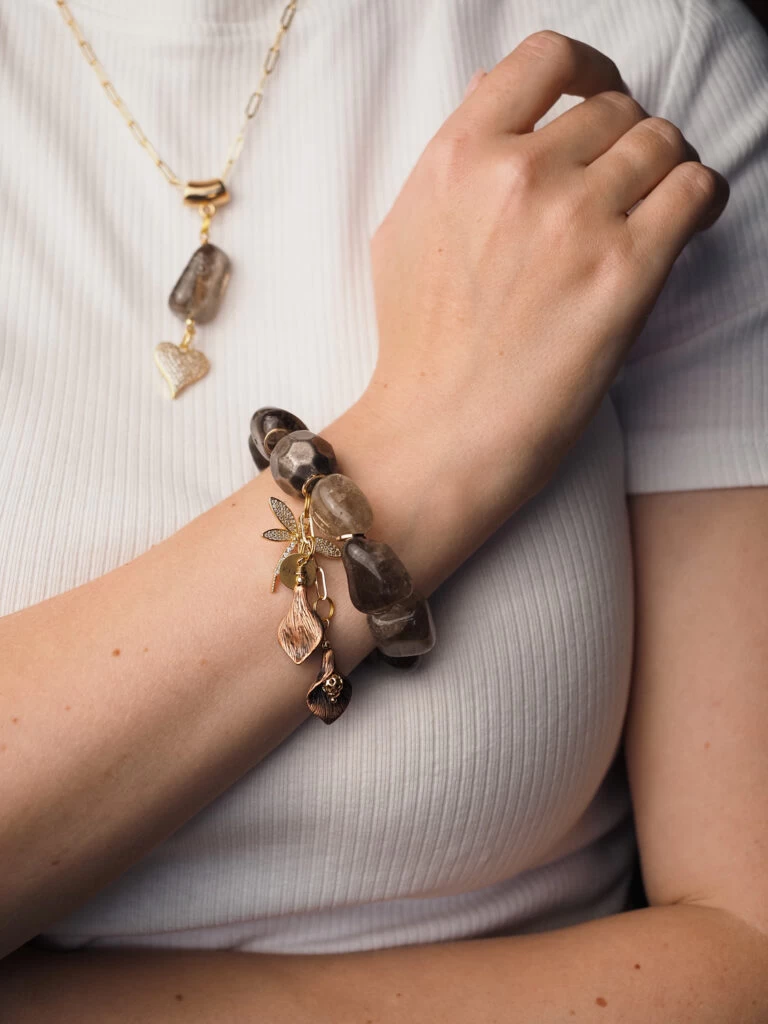 Браслет женский из Раухтопаза №6