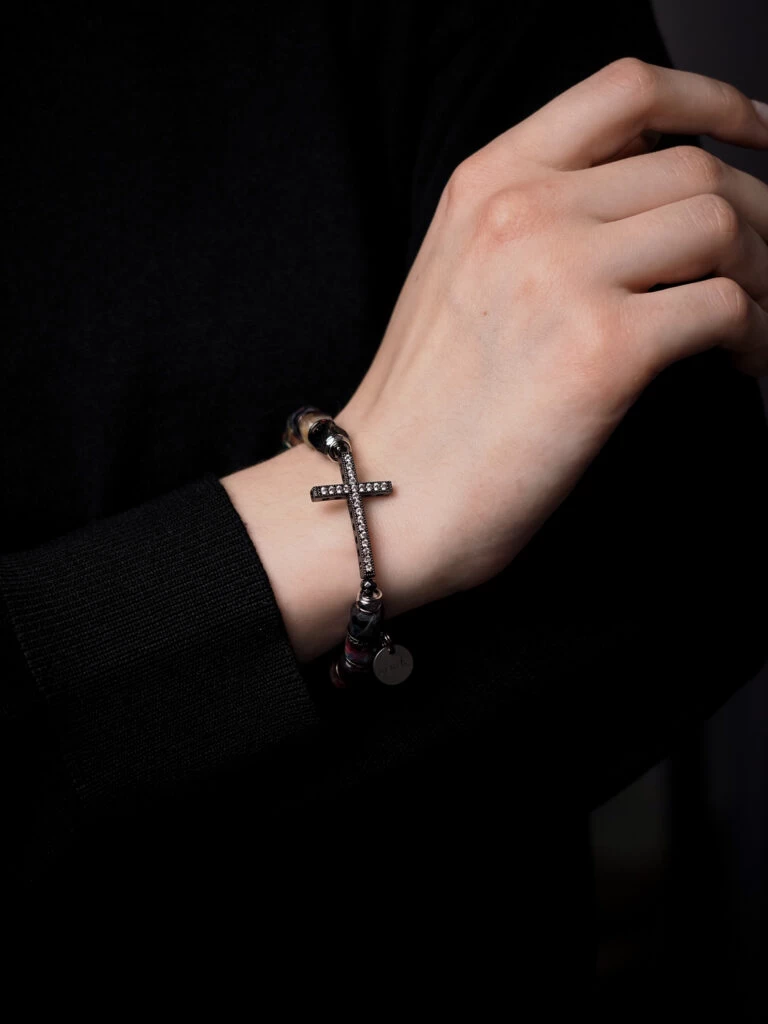 Браслет женский из Тигрового глаза и Гематита №1