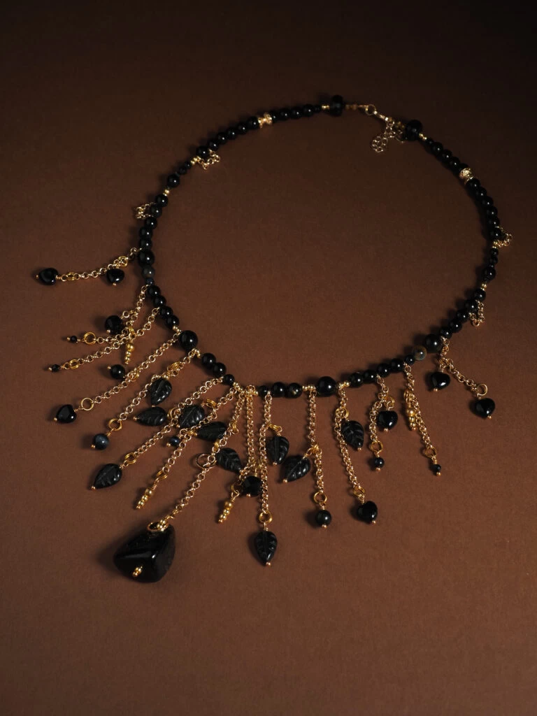 Чокер женский из Агата и Обсидиана