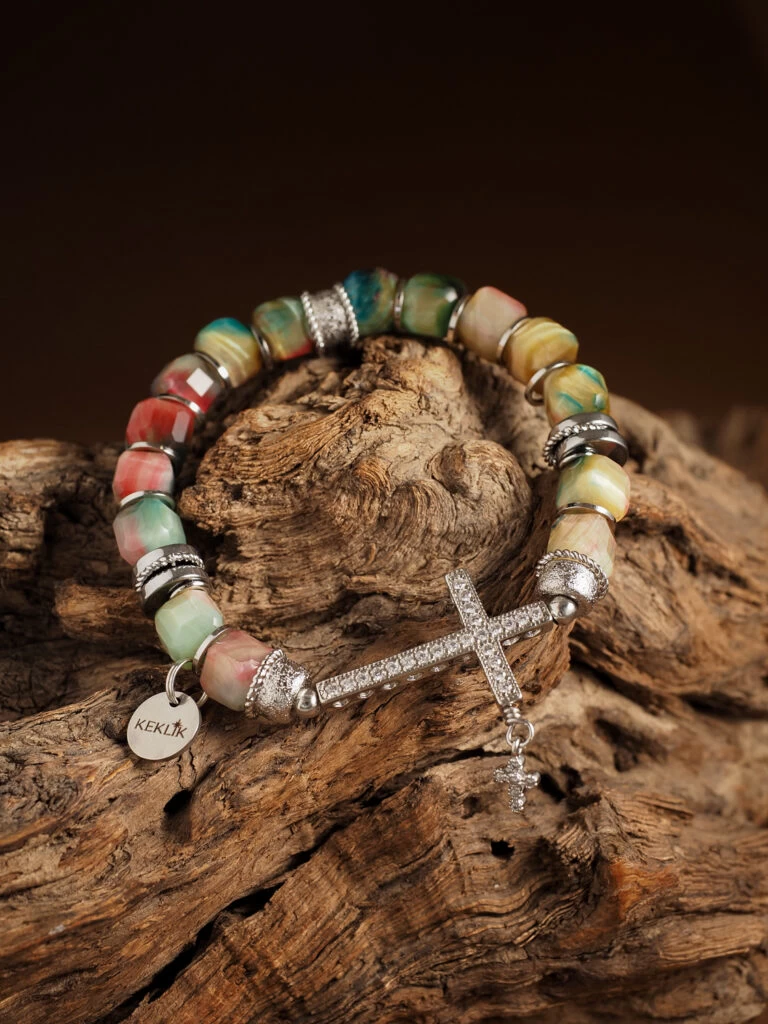 Браслет женский из Тигрового глаза и Гематита №4