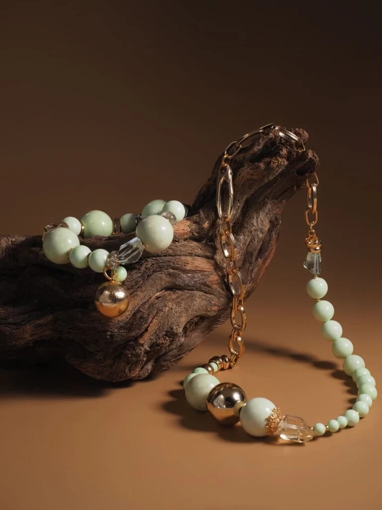 Колье из Хризопраза, Аметиста и Цитрина