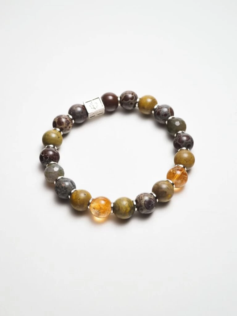 Браслет лаконичный из Цитрина и Яшмы