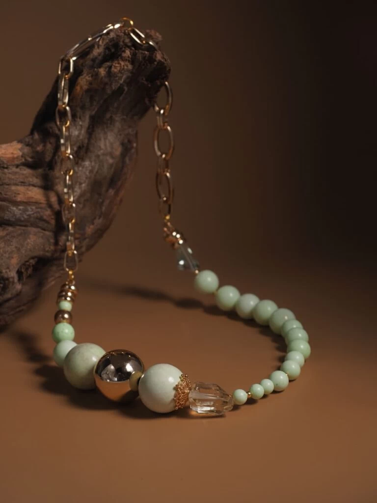 Колье из Хризопраза, Аметиста и Цитрина