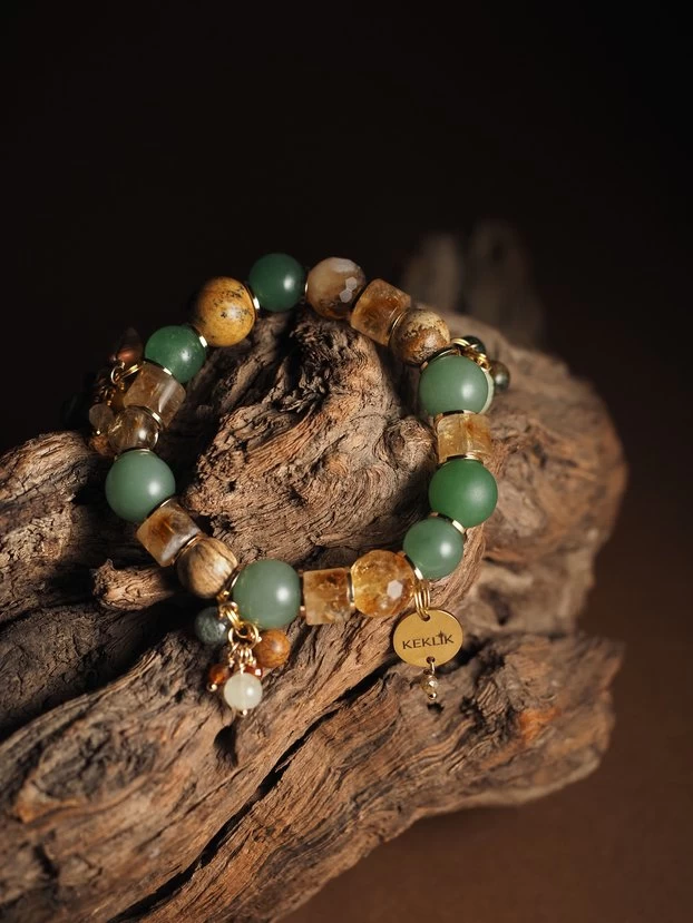 Браслет женский из Авантюрина, Цитрина и Яшмы