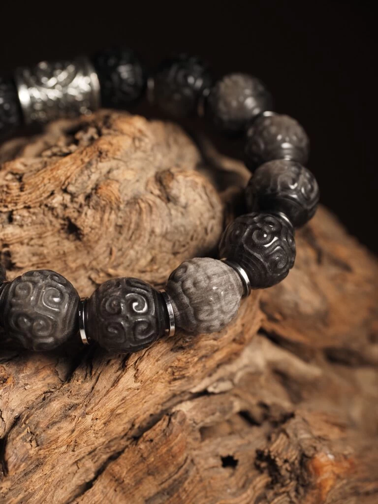 Браслет лаконичный из Обсидиана