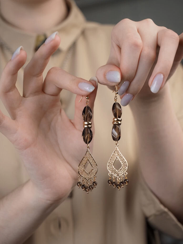 Серьги из Раухтопаза №5