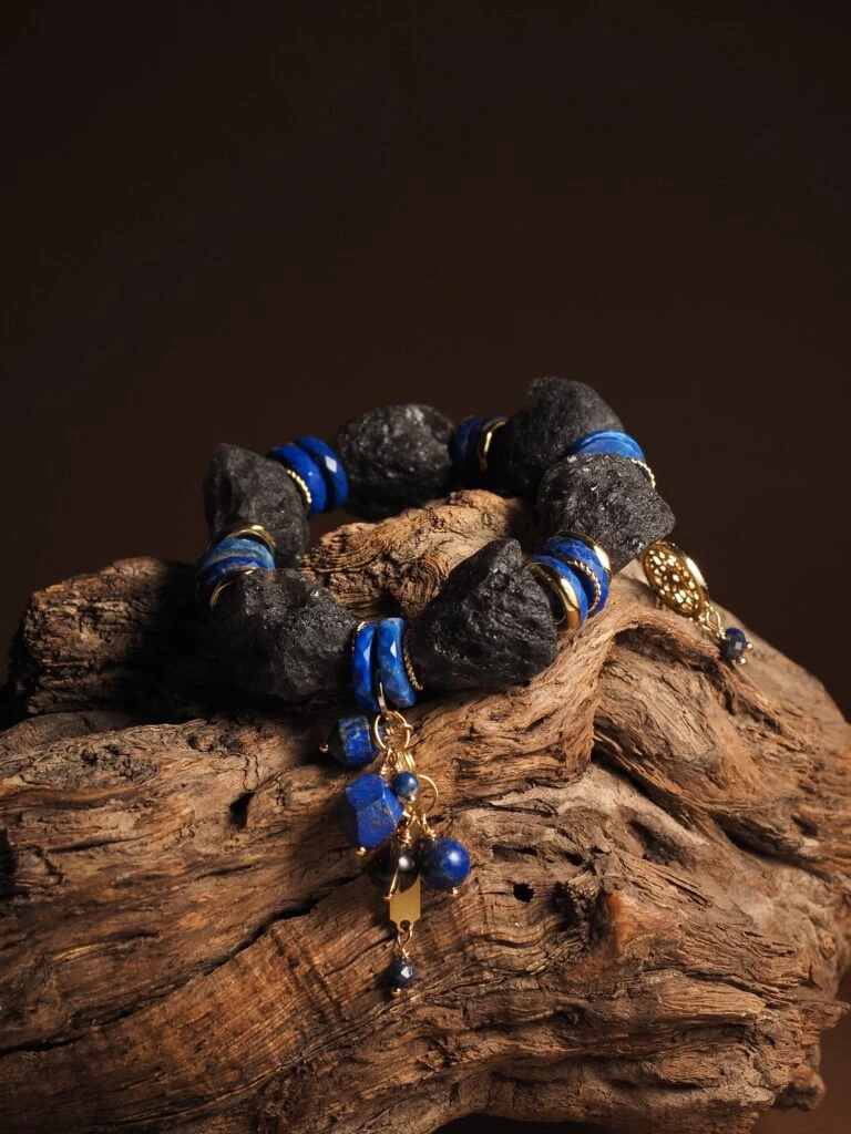 Браслет женский из Обсидиана и Лазурита