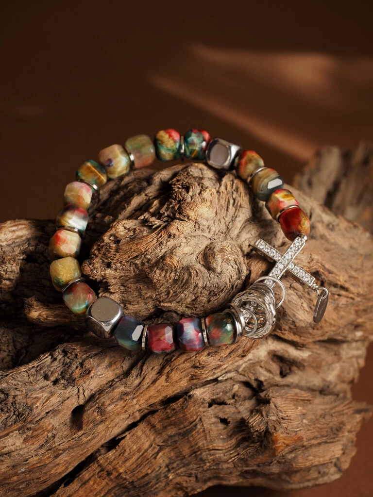 Браслет женский из Тигрового глаза и Гематита №2