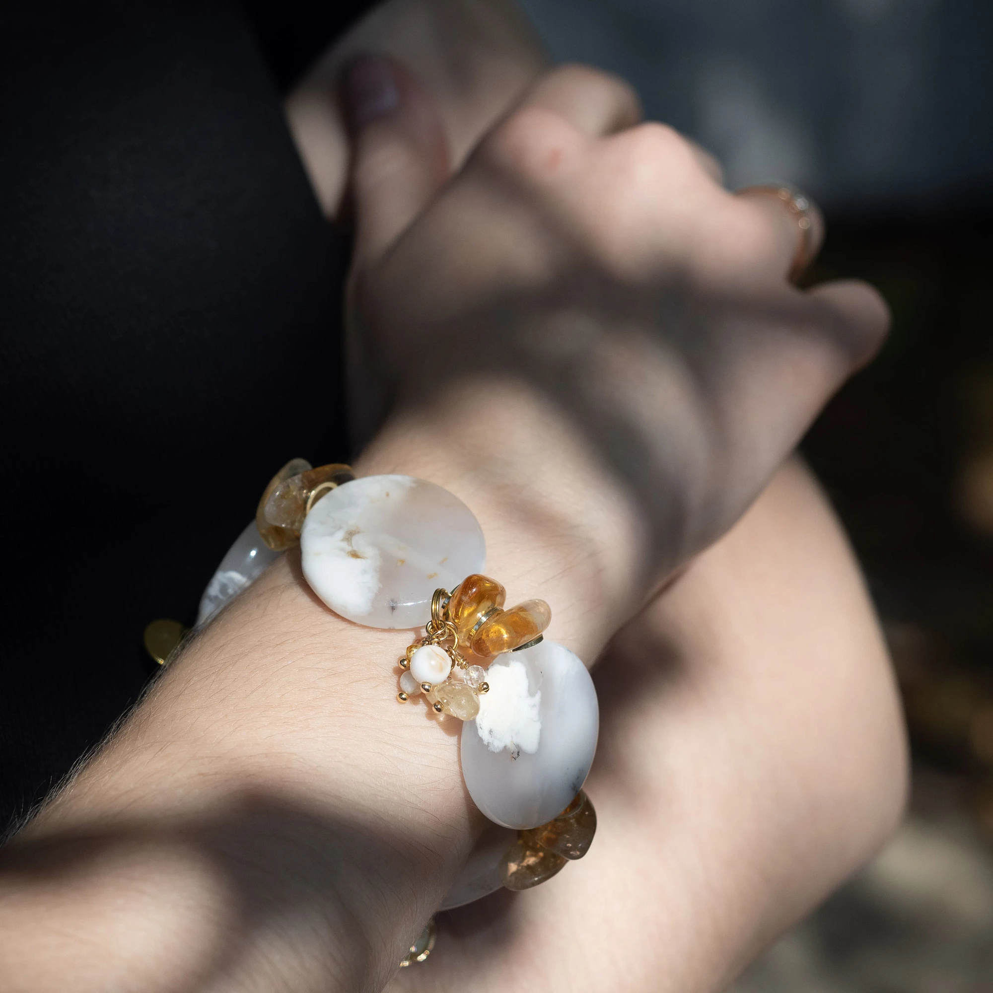 Браслет женский из Сакурового Агата и Цитрина