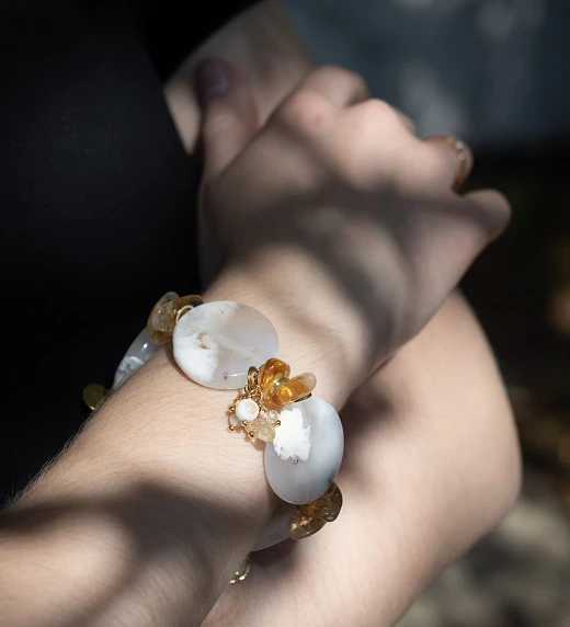 Браслет женский из Сакурового Агата и Цитрина