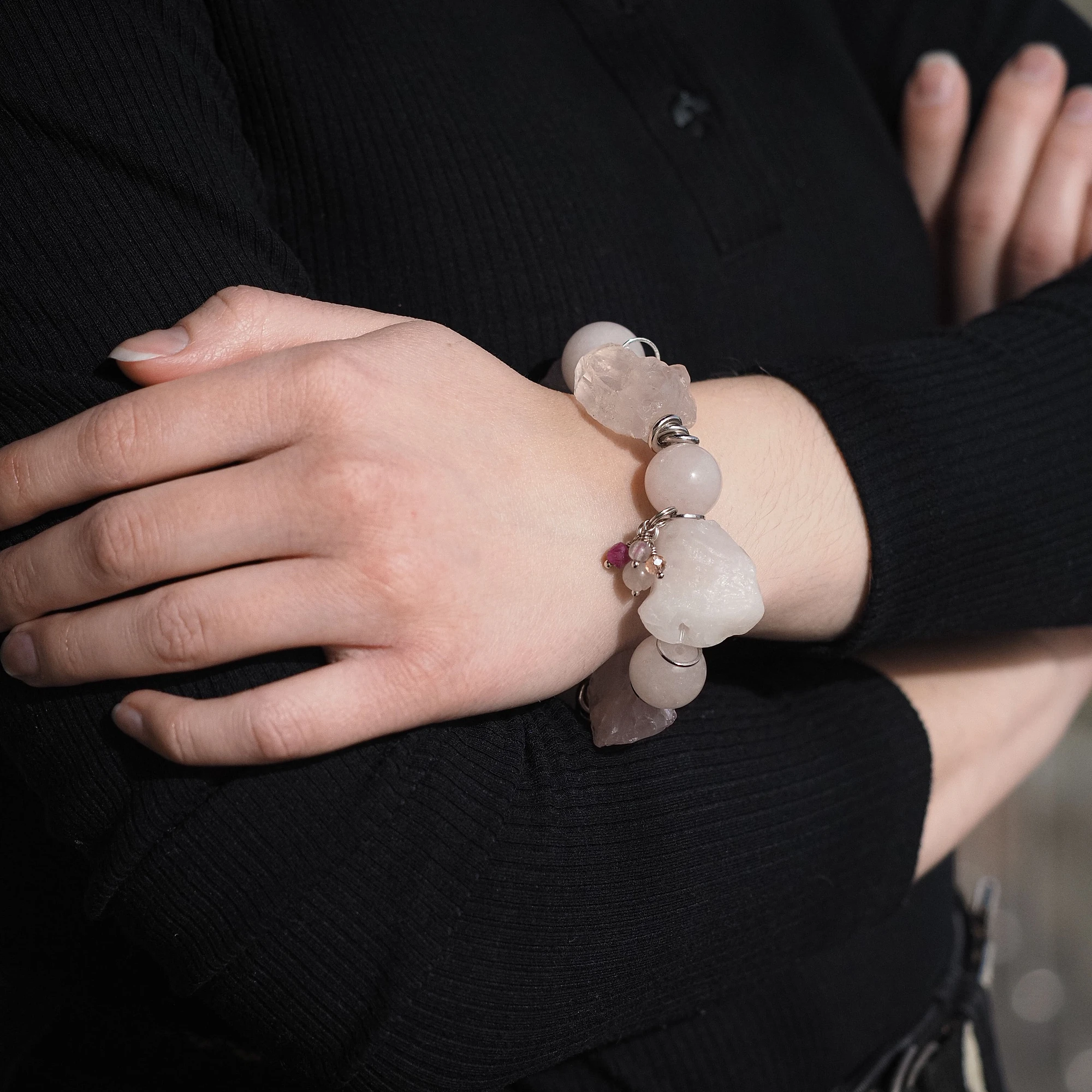 Браслет женский из Розового кварца №8