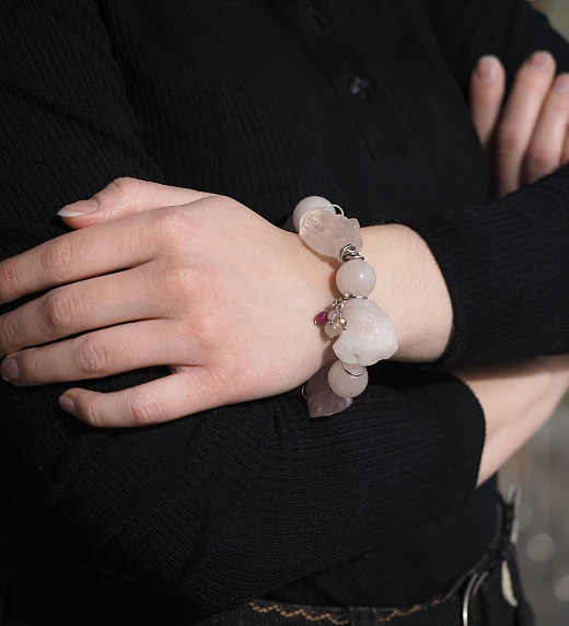 Браслет женский из Розового кварца №8