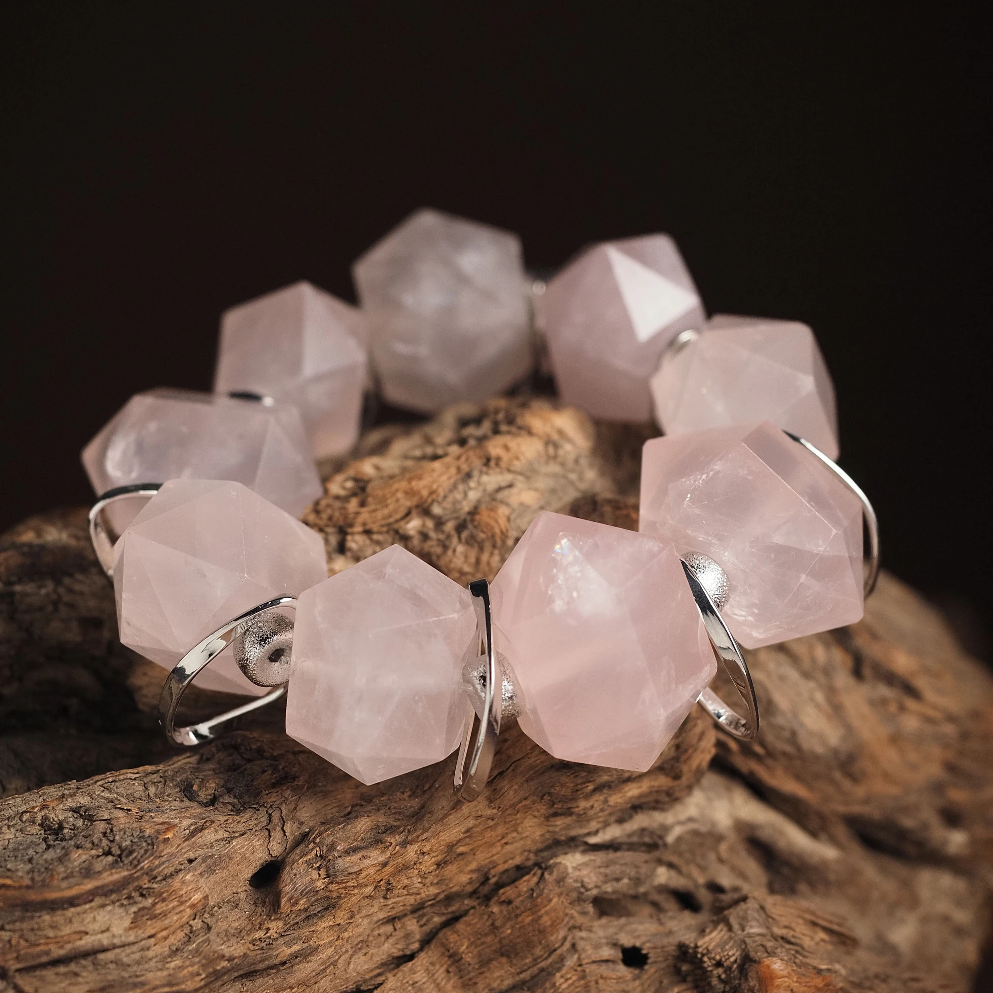 Браслет женский из Розового кварца №3