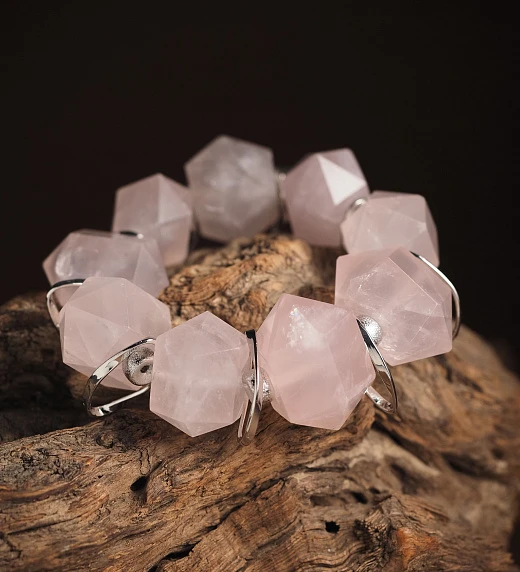 Браслет женский из Розового кварца №3