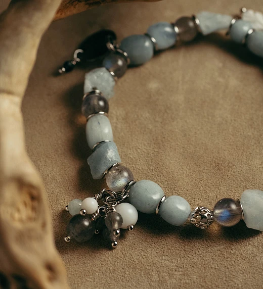 Браслет женский из Аквамарина и Лабрадора