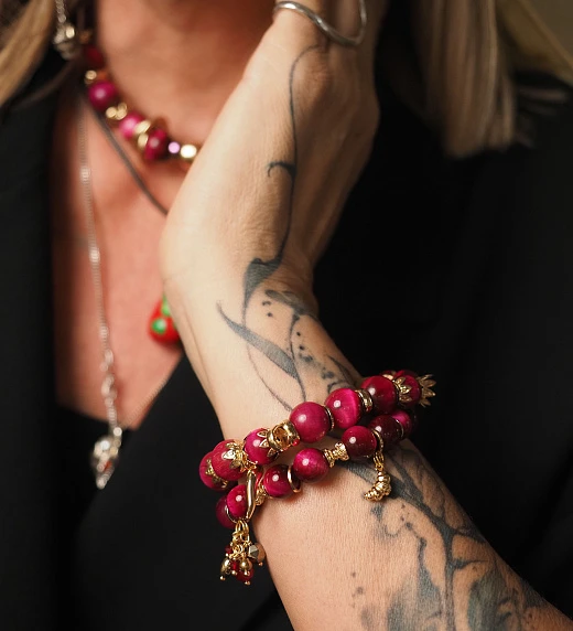 Браслет женский из тонированного Тигрового глаза