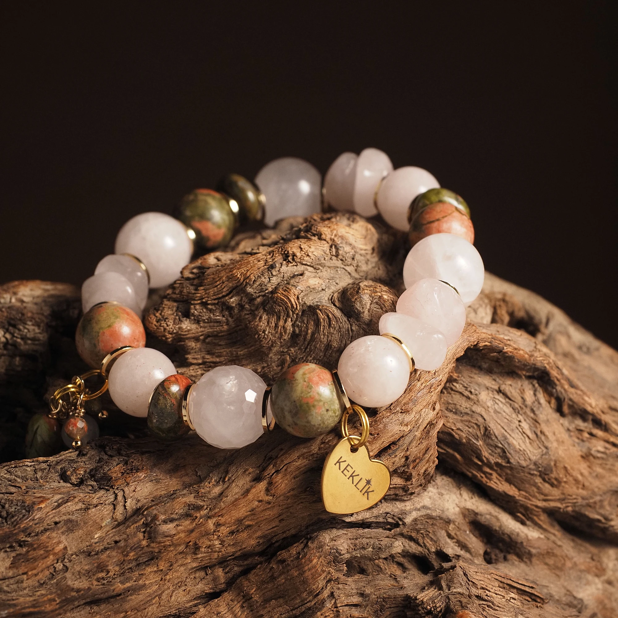 Браслет из Розового кварца и Яшмы женский