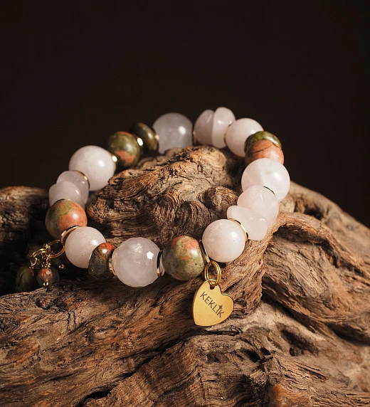 Браслет из Розового кварца и Яшмы женский