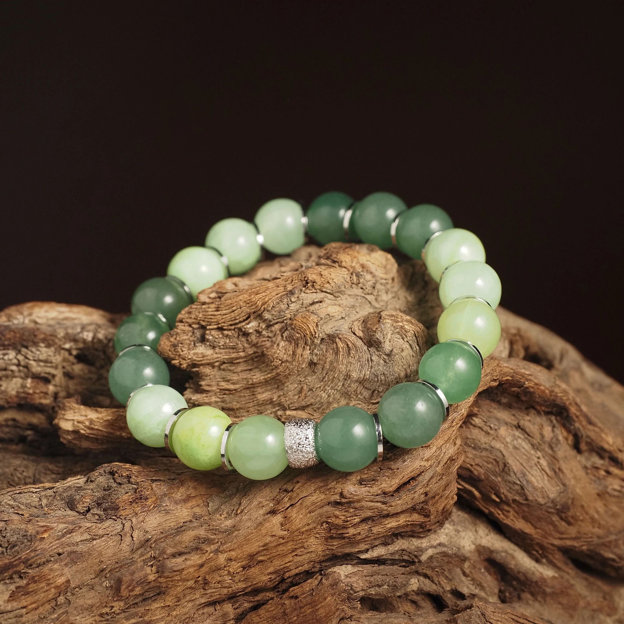 Браслет лаконичный из Авантюрина и Оникса