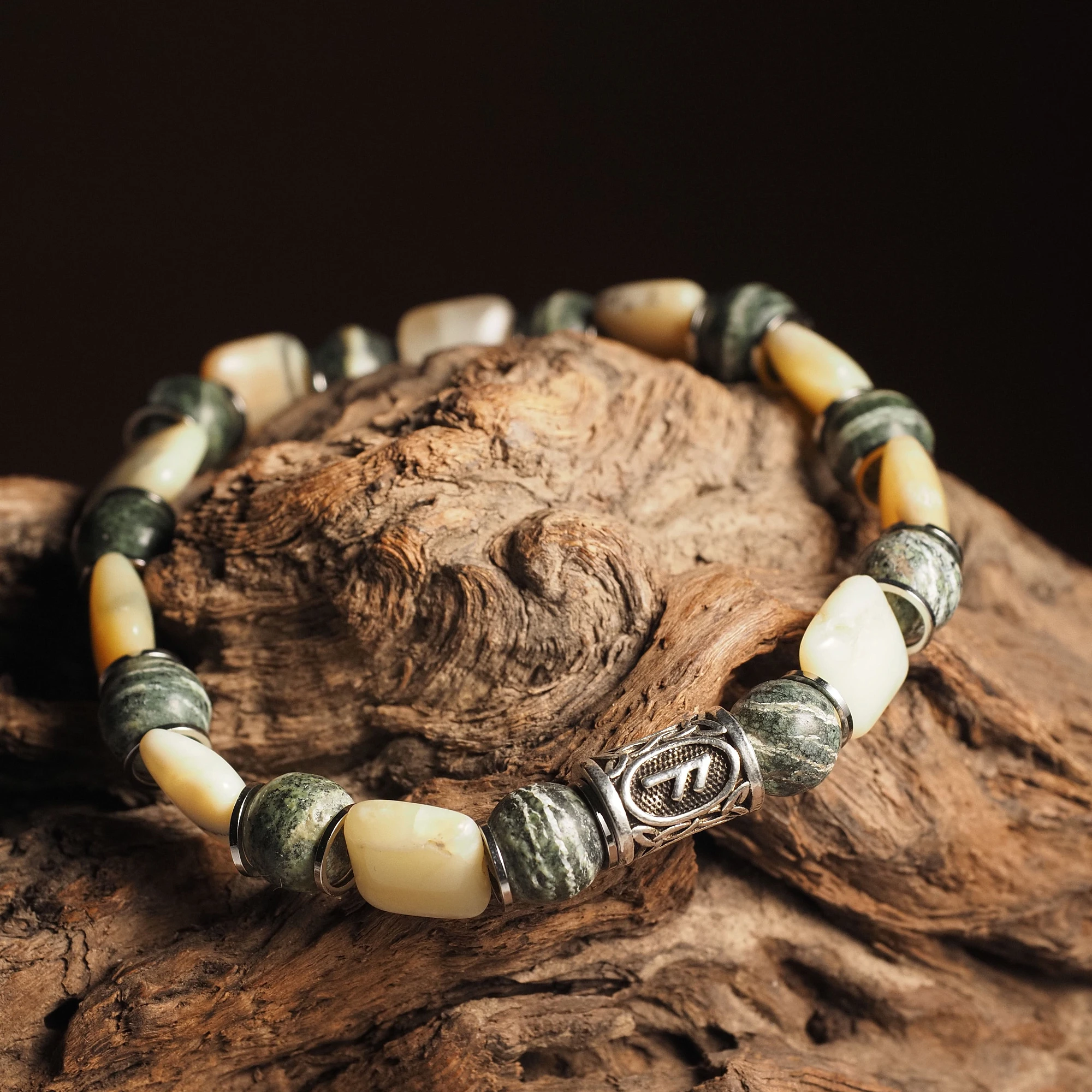 Браслет лаконичный из Опала и Хризотила