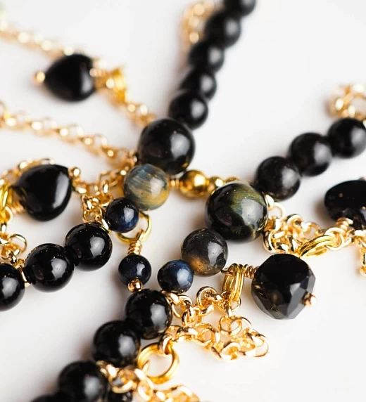 Чокер женский из Агата и Обсидиана