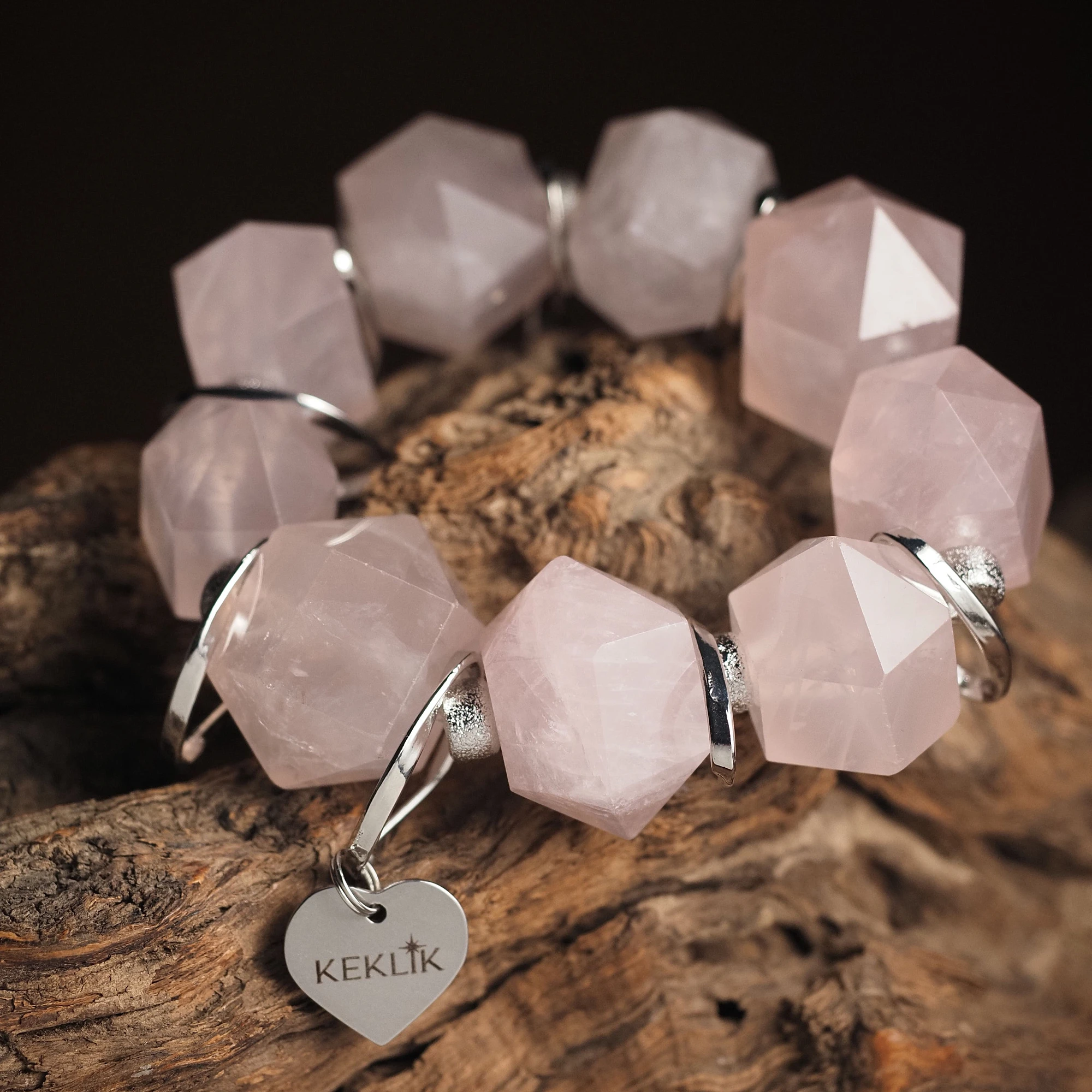 Браслет женский из Розового кварца №3