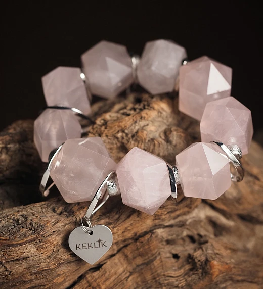 Браслет женский из Розового кварца №3