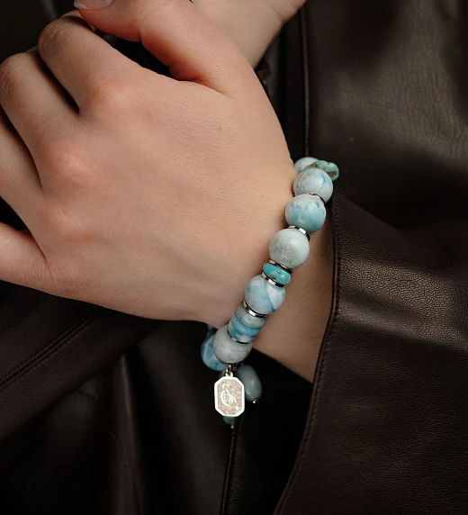 Браслет женский из Бирюзы и Ларимара