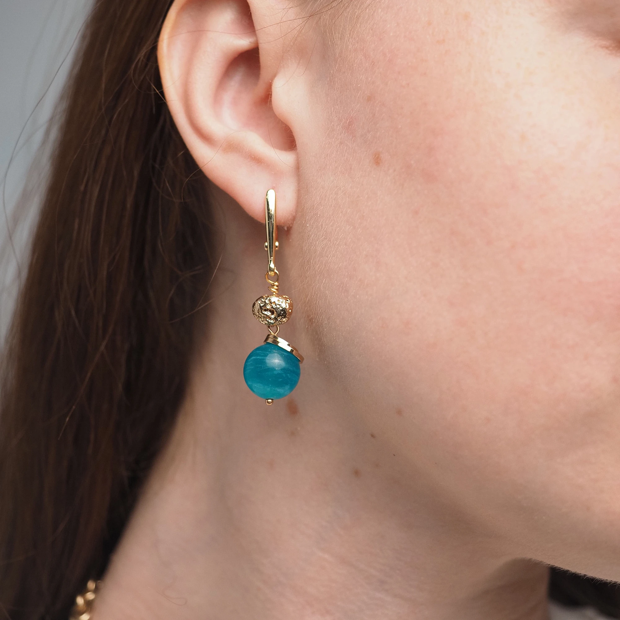 Серьги из Амазонита и Вулканита