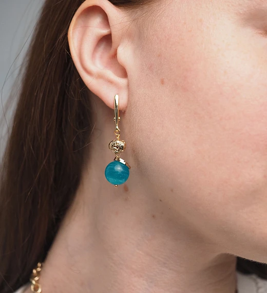 Серьги из Амазонита и Вулканита