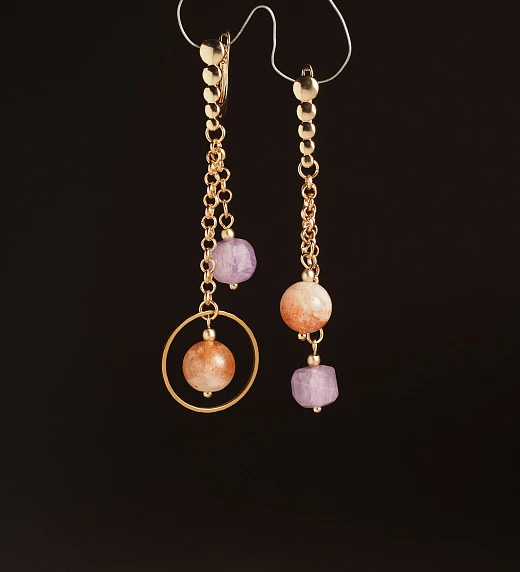 Серьги из Аметиста и Солнечного камня