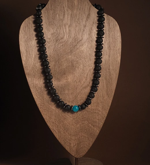 Чокер из Вулканита и Амазонита