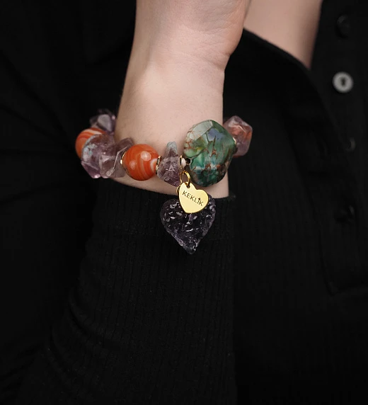 Браслет женский из Агата и Аметиста