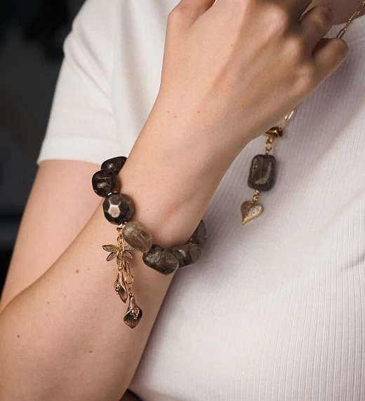 Браслет женский из Раухтопаза №6