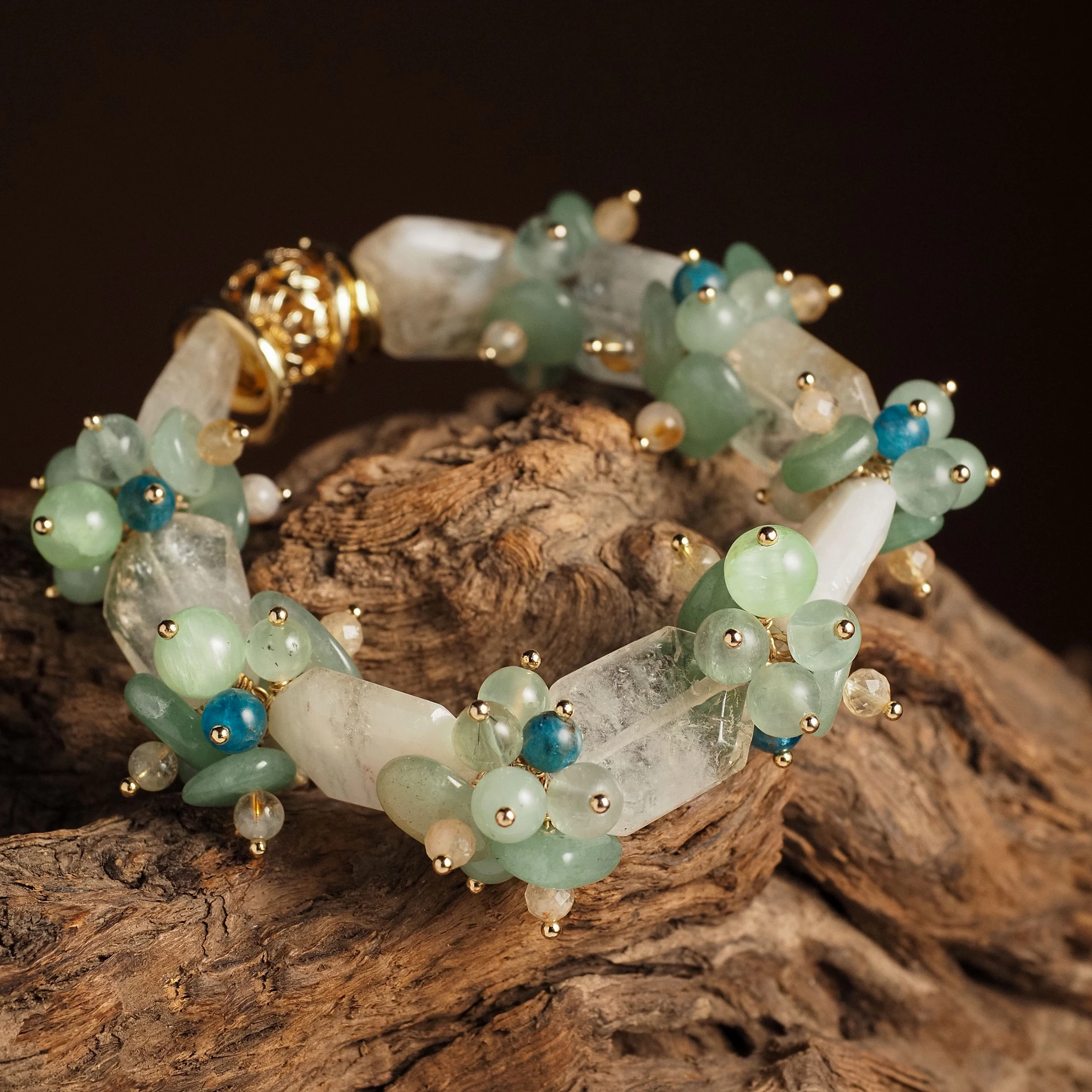 Браслет женский из Цитрина, Авантюрина и Оникса