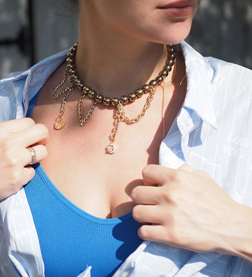 Чокер женский из Гематита №3