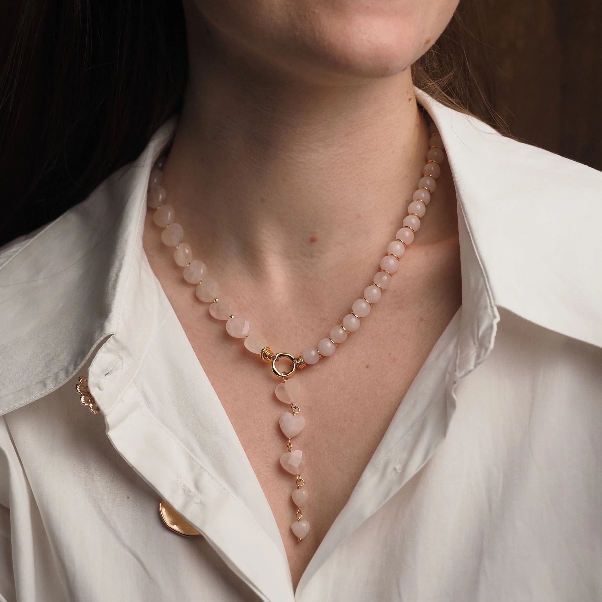 Чокер женский из Розового кварца №4