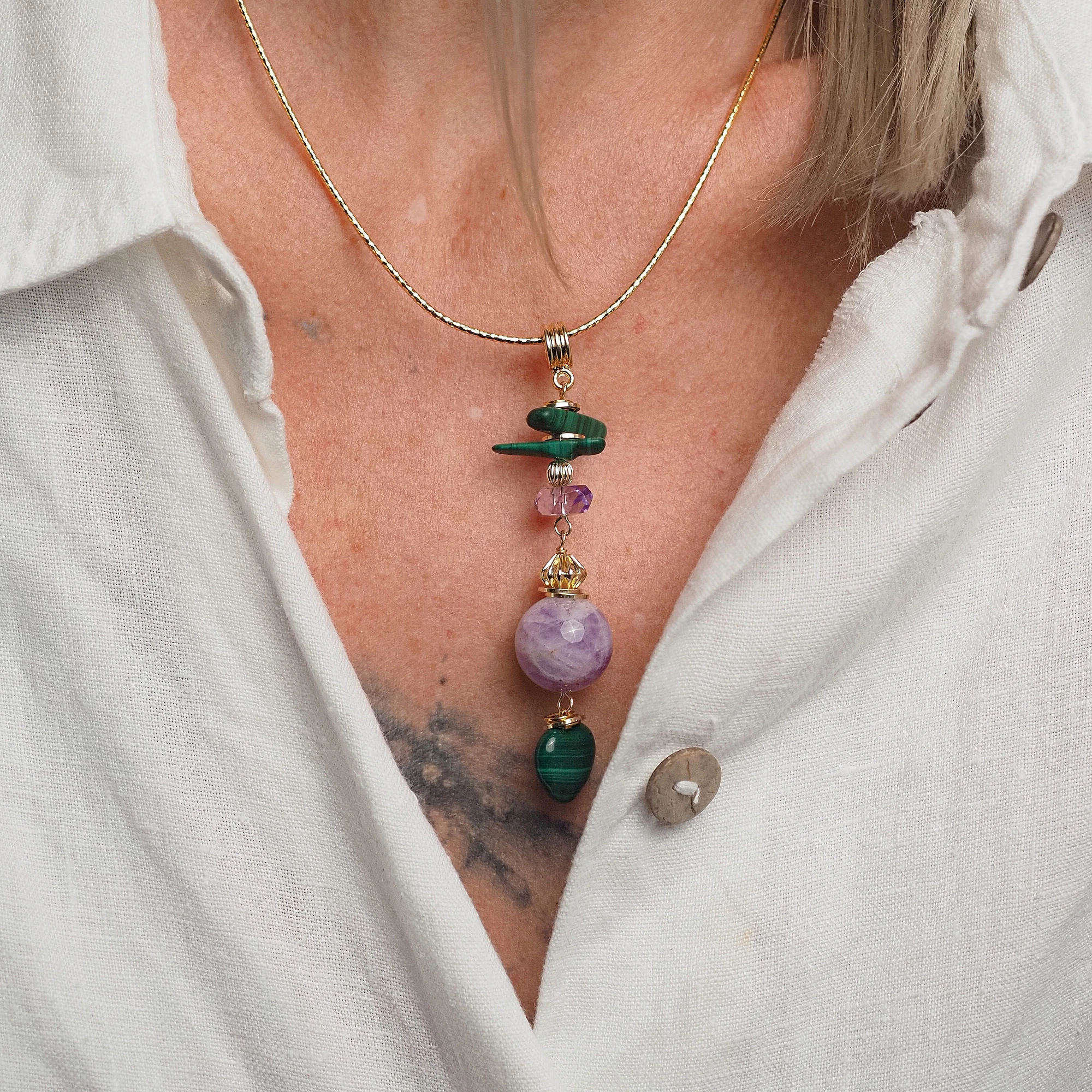 Подвеска из Аметиста и Малахита