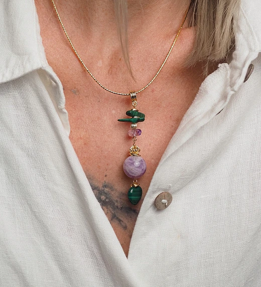 Подвеска из Аметиста и Малахита